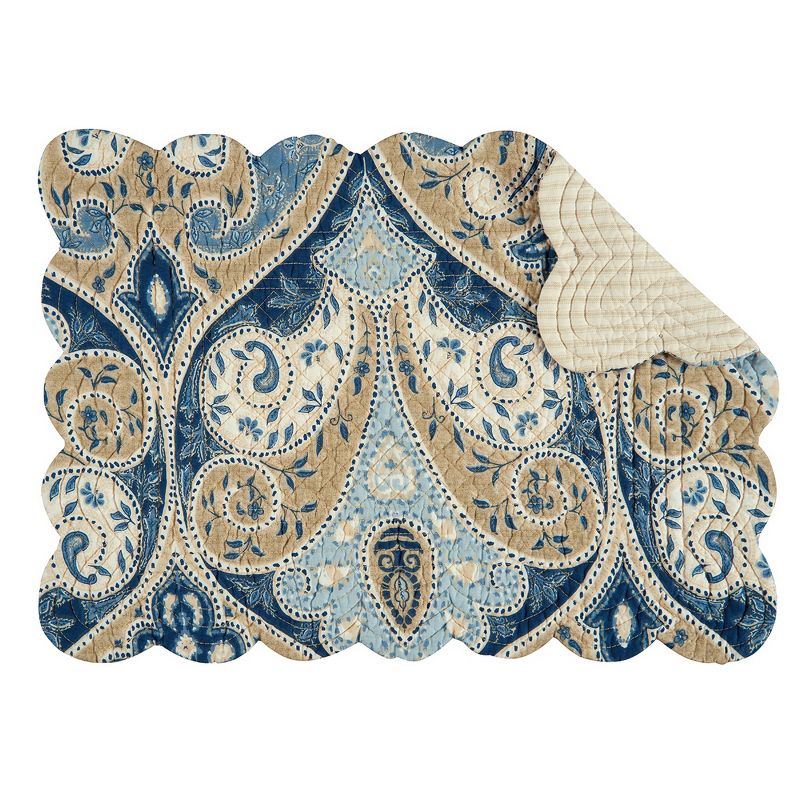 C&F Home Nazima Cotton Quilted Oblong Rectangular Cotton Quilted Cotton Reversible Machine Washable Placemat Set of 6