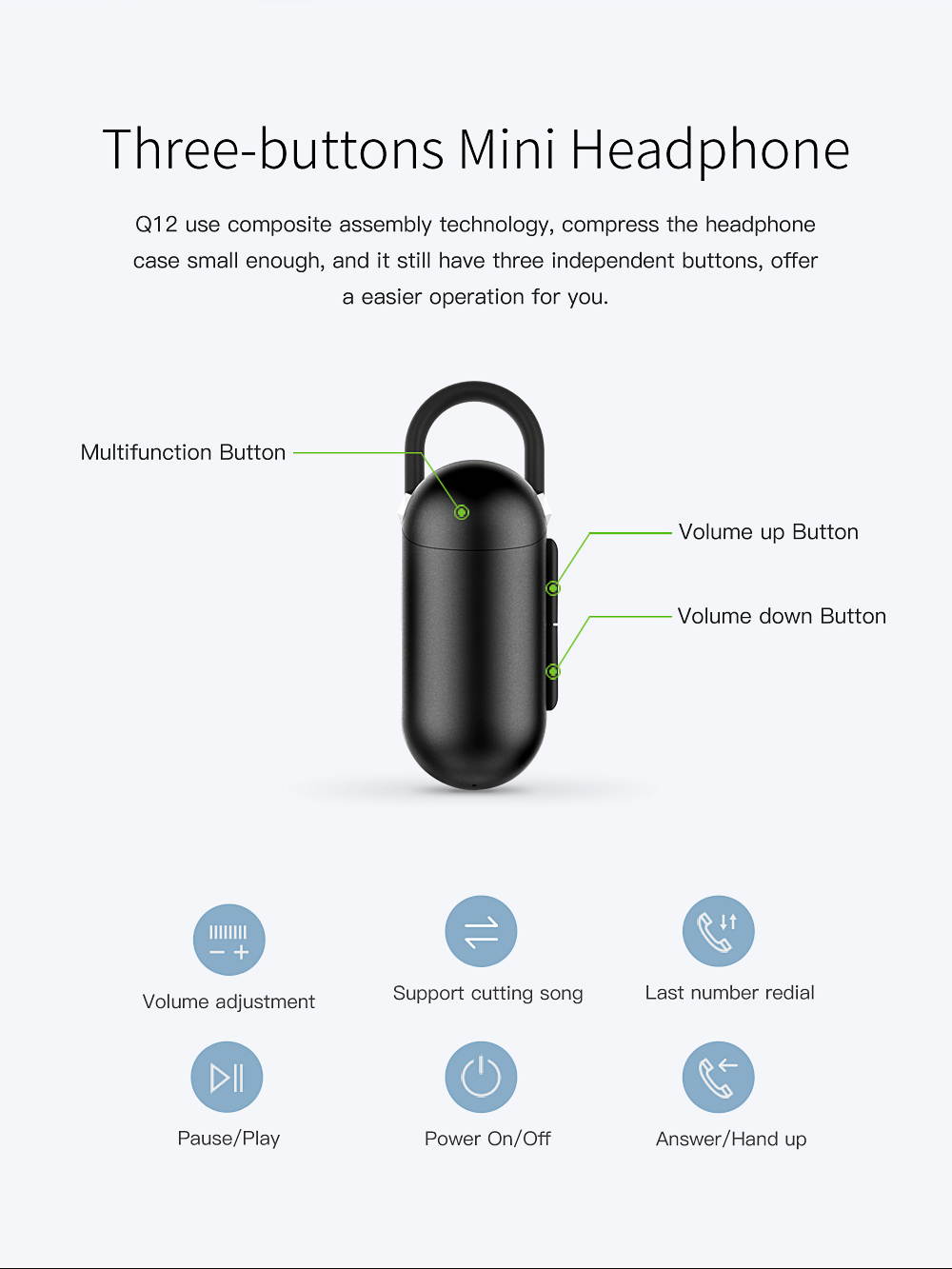 QCY Q12 Mini Wireless Headphone Business Bluetooth Earphone CVC 6 Noise Cancelling Headset with Microphone Handsfree