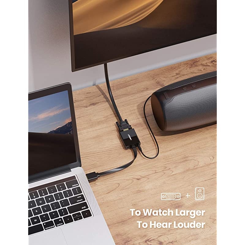 Active HDMI to VGA Adapter with 3.5mm Audio Jack HDMI Male to VGA Female up to 1080P for PC Laptop Ultrabook Raspberry Pi Chromebook Black