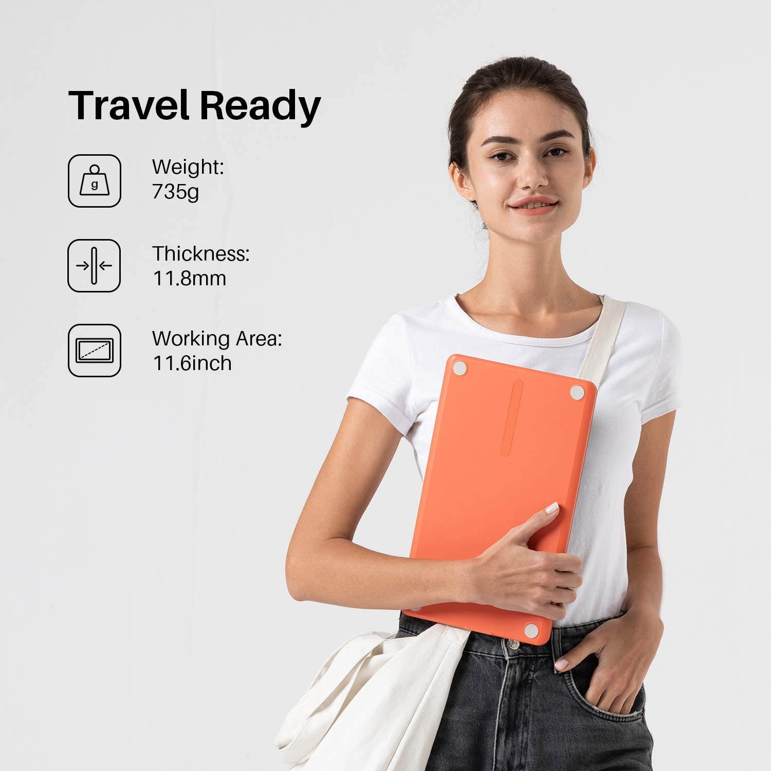 HUION Kamvas 12 Graphic Drawing Monitor 11.6 Inch Full-Laminated Pen Display Tilt Function 8192 Battery-Free Stylus, 8 Shortcut Keys, Stand Included, Orange