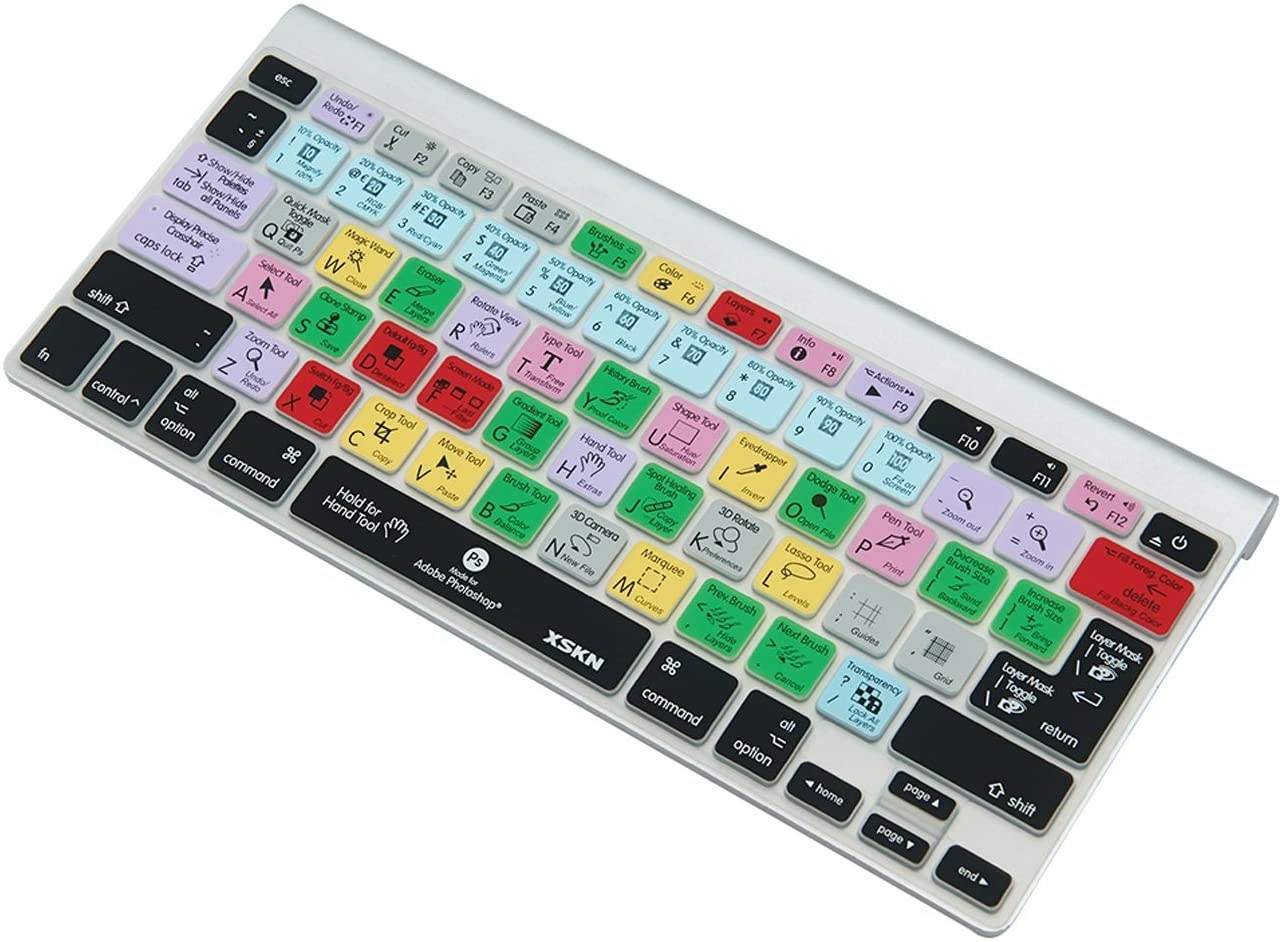 XSKN Adobe Photoshop CC Shortcuts Silicone Keyboard Skin Hotkeys PS Keyboard Cover for MacBook Air 13 & MacBook Pro 13 15 17, Retina (US/European ISO Keyboard)