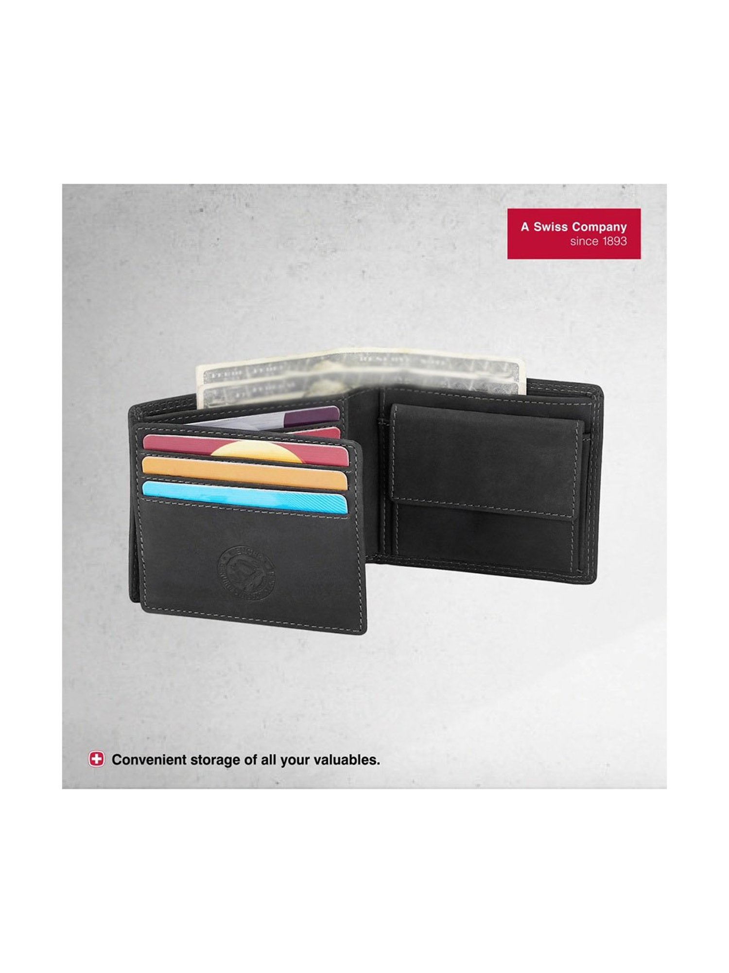 Wenger Hunter Black Casual Leather Bi-Fold Wallet for Men