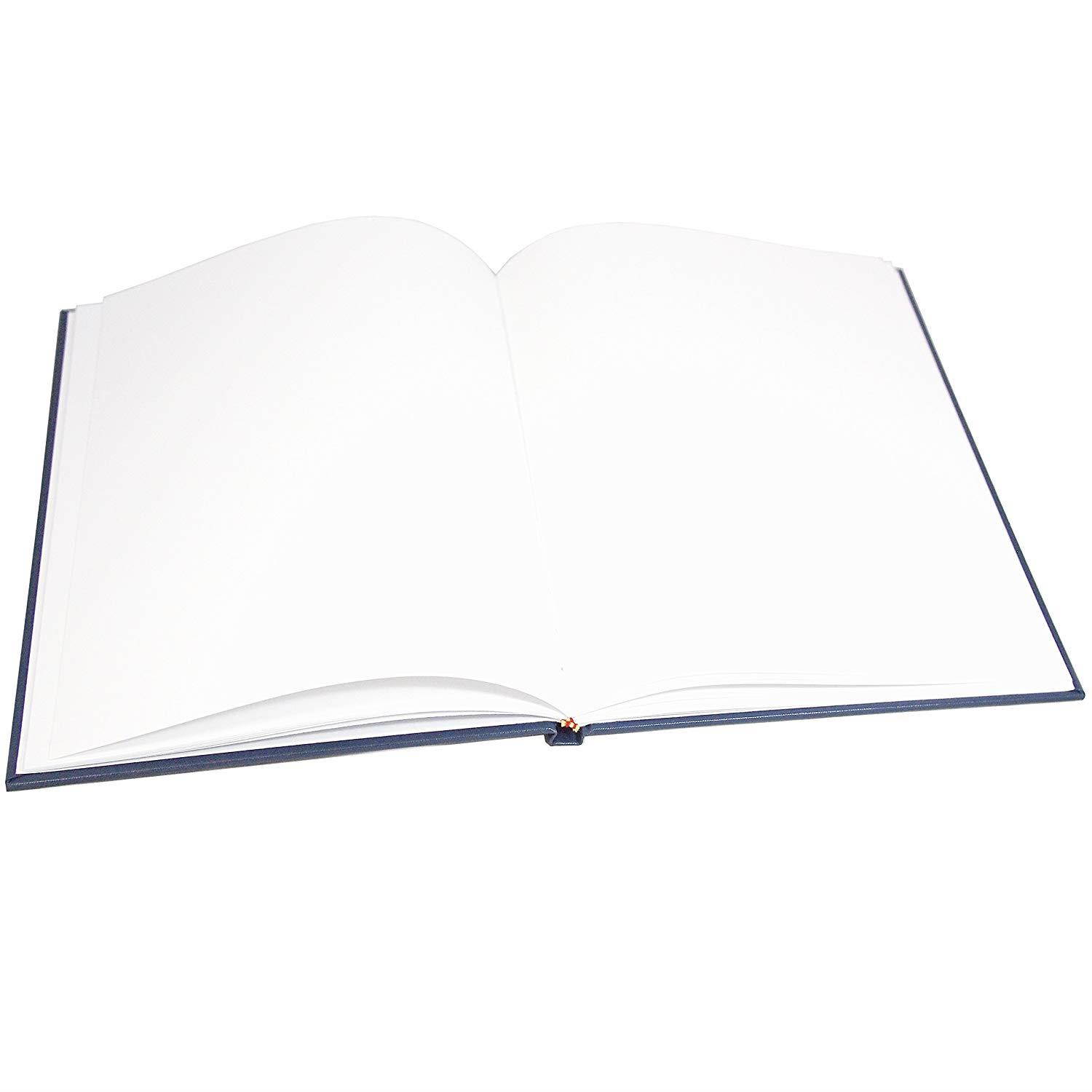 BookFactory Large Blue Blank Book / Blank Notebook - 96 Pages, Blank Format, 8 7/8" x 11 1/4", Blue Imitation Leather Cover, Smyth Sewn Hardbound (BLA-096-LBS-A-LBT00)