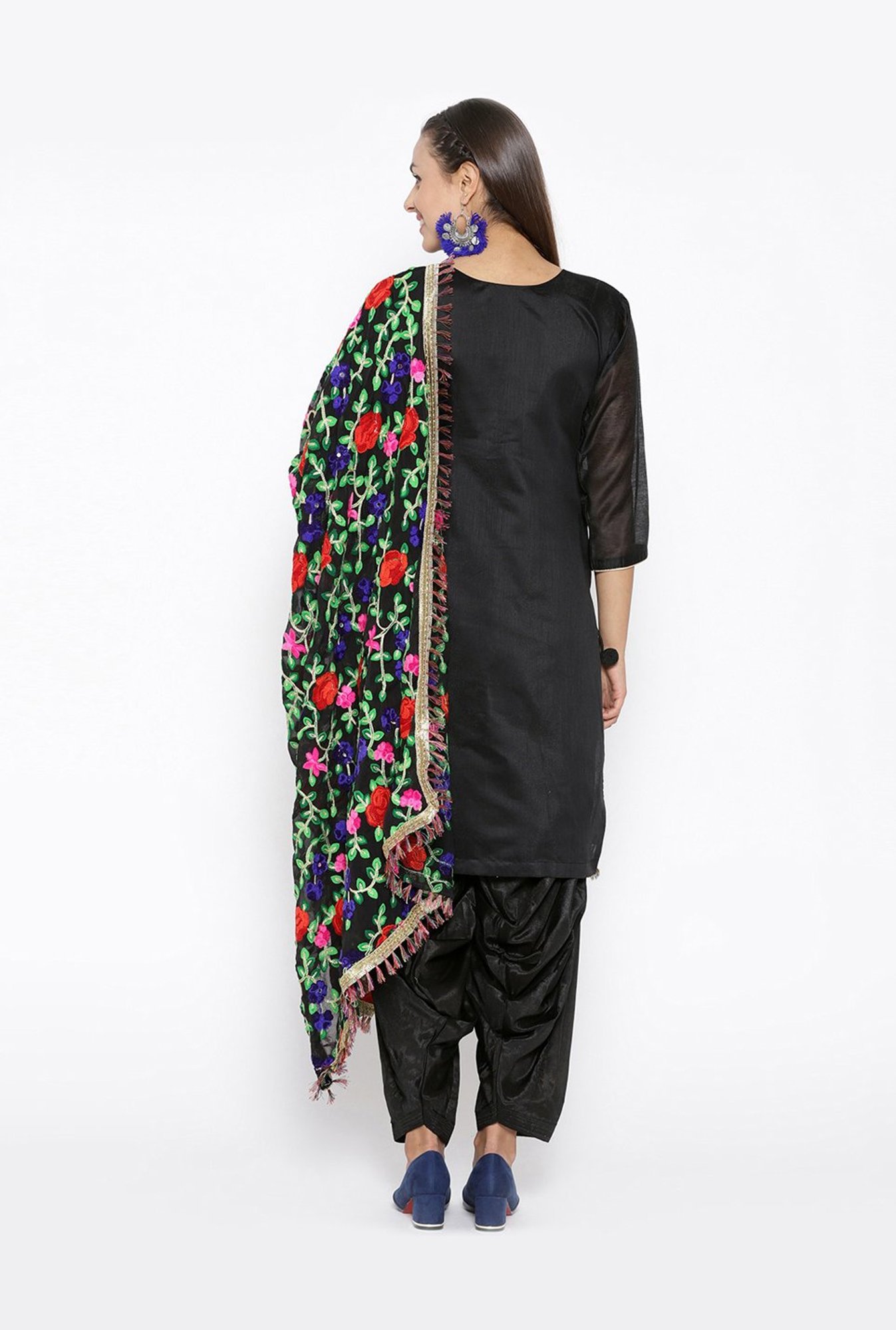 Chhabra 555 Black Embellished Unstitched Dress Material With Dupatta