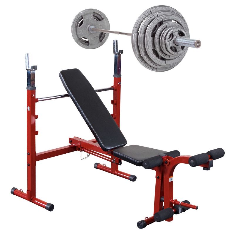 Body-Solid Best Fitness Weight Bench with Olympic Grip Handle Weight Set - 300lbs