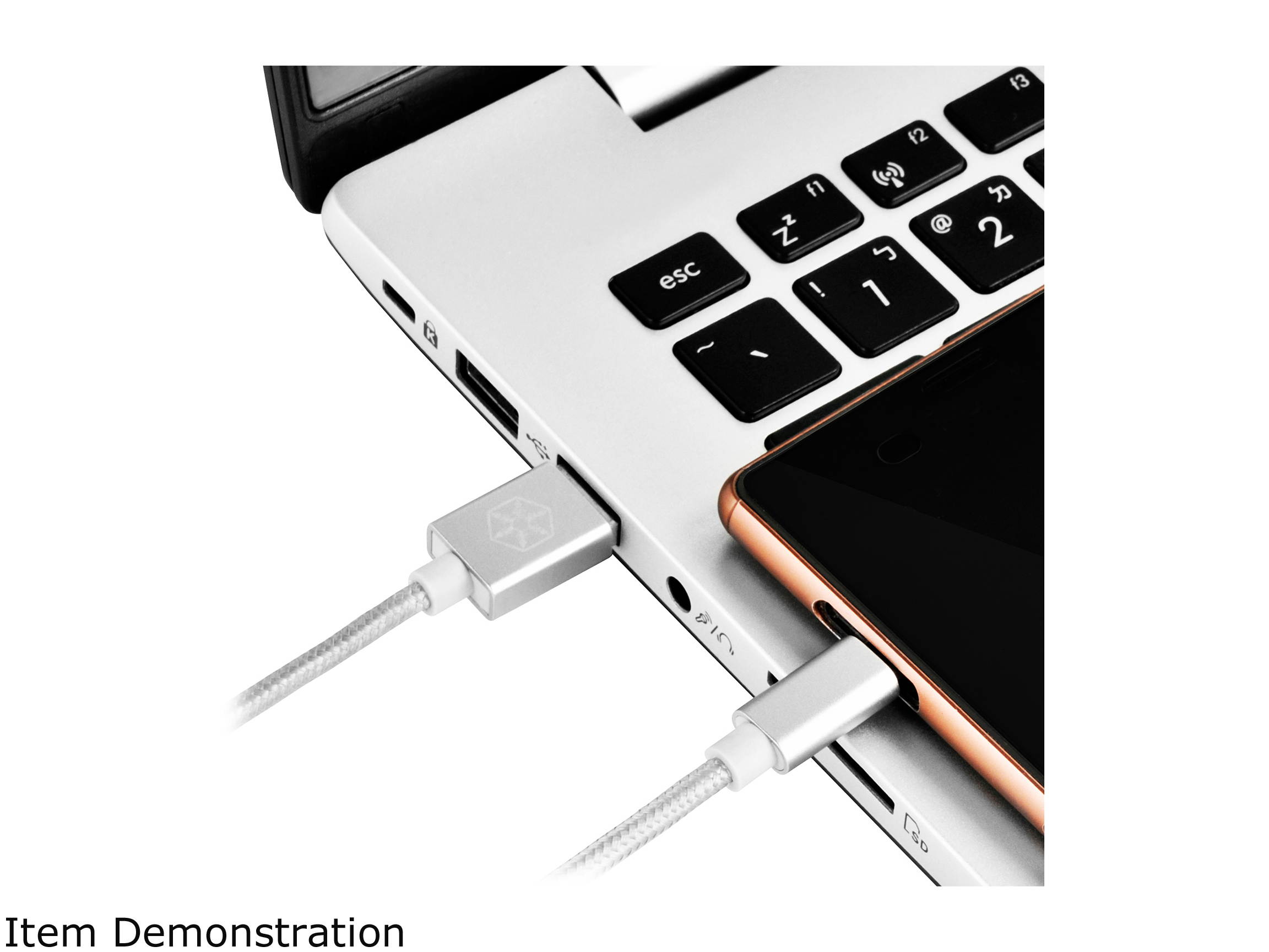 SilverStone Technology Micro USB Cable for Most Smartphones / LG / Samsung / Reversible USB-A / Reversible Micro USB-B / 1000MM - Silver - CPU01S