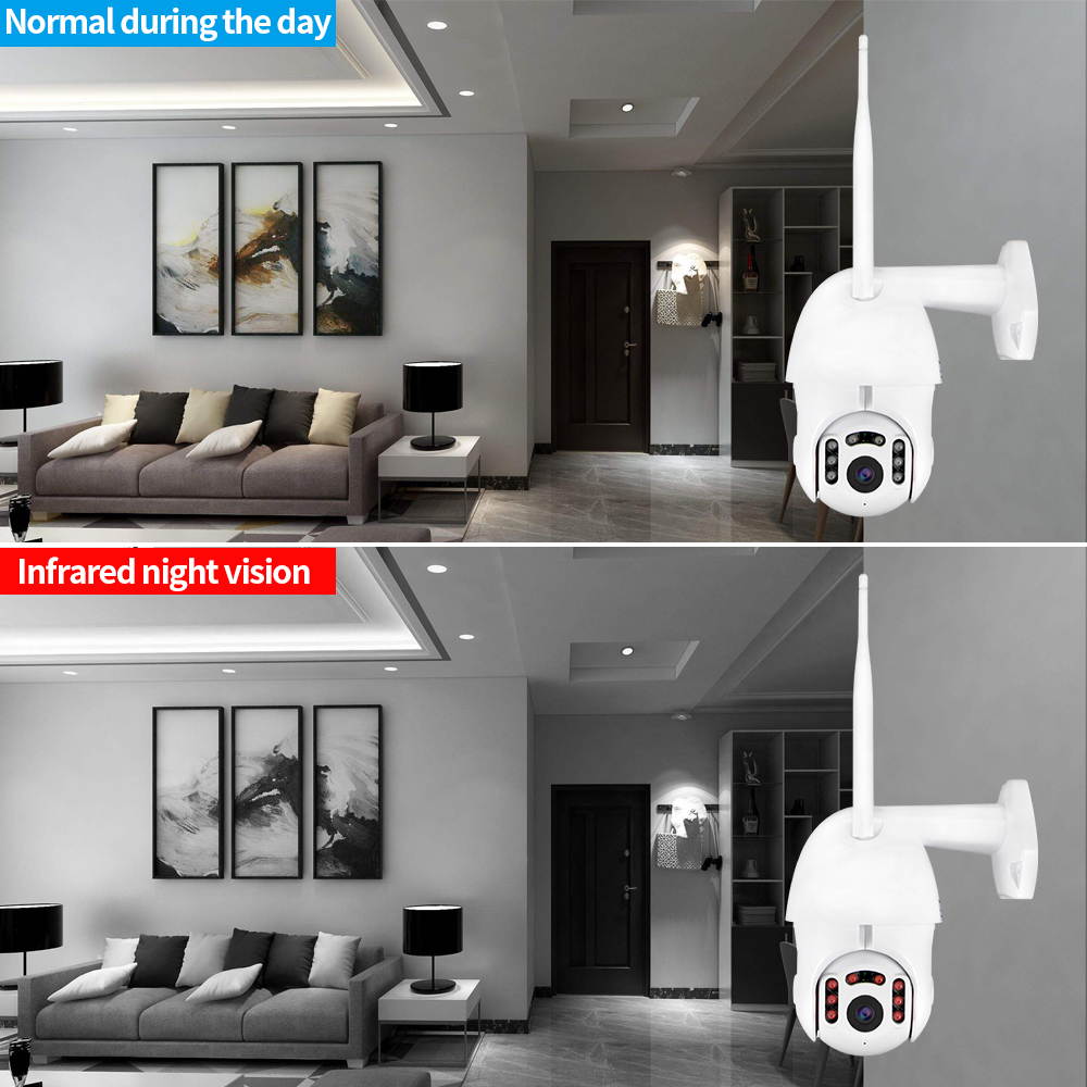 Outdoor PTZ Security Camera, 1080P Pan Tilt Surveillance WiFi Camera with Two Way Audio Night Vision Motion Detection CCTV Camera Max 128G SD