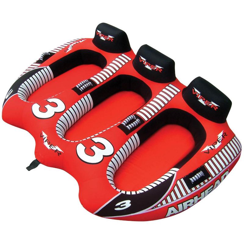AIRHEAD Viper 3 Triple Rider Cockpit Inflatable Towable Tube & 60' Tow Rope