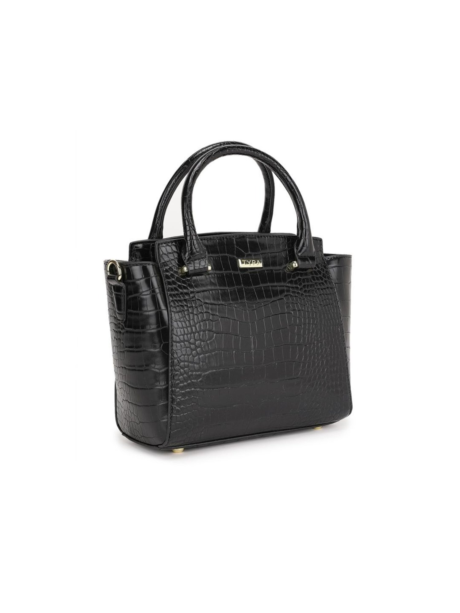Tyra Alice Black Textured Faux Leather Handbag