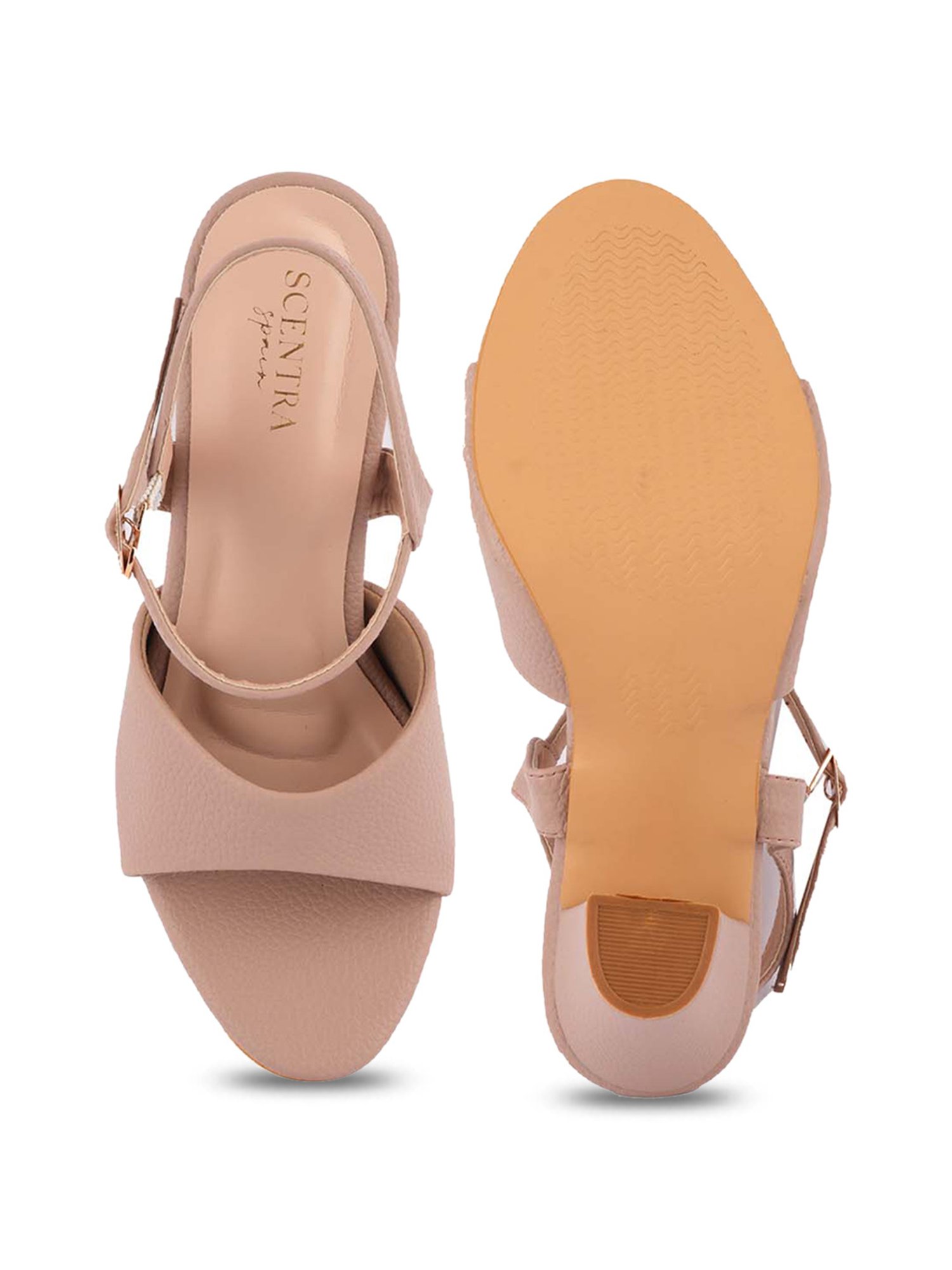 Scentra Women's Nude Ankle Strap Sandals