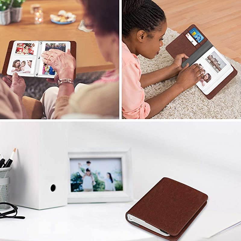 Mini Photo Album for 3Inch Film 104 Pockets Album for Fujifilm Instax Mini 11Mini 9Mini Link PrinterMini LiPlay Canon Ivy CLIQ Polaroid Kodak Instant Print Camera Vintage Brown