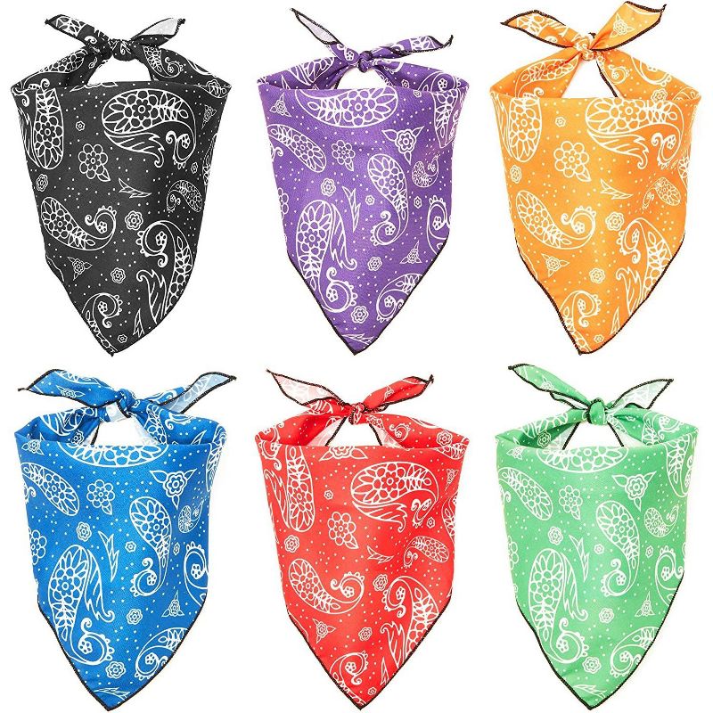 6-Pack Assorted Pet Bandana for Dogs and Cats, One Size Fits Most Medium to Large, Floral (25.25" x 12.5")