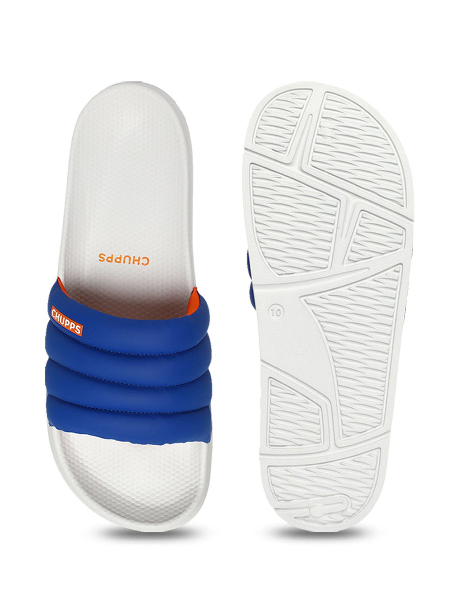 Chupps Men's Classic Quilted ErgoX Plus Blue Slides