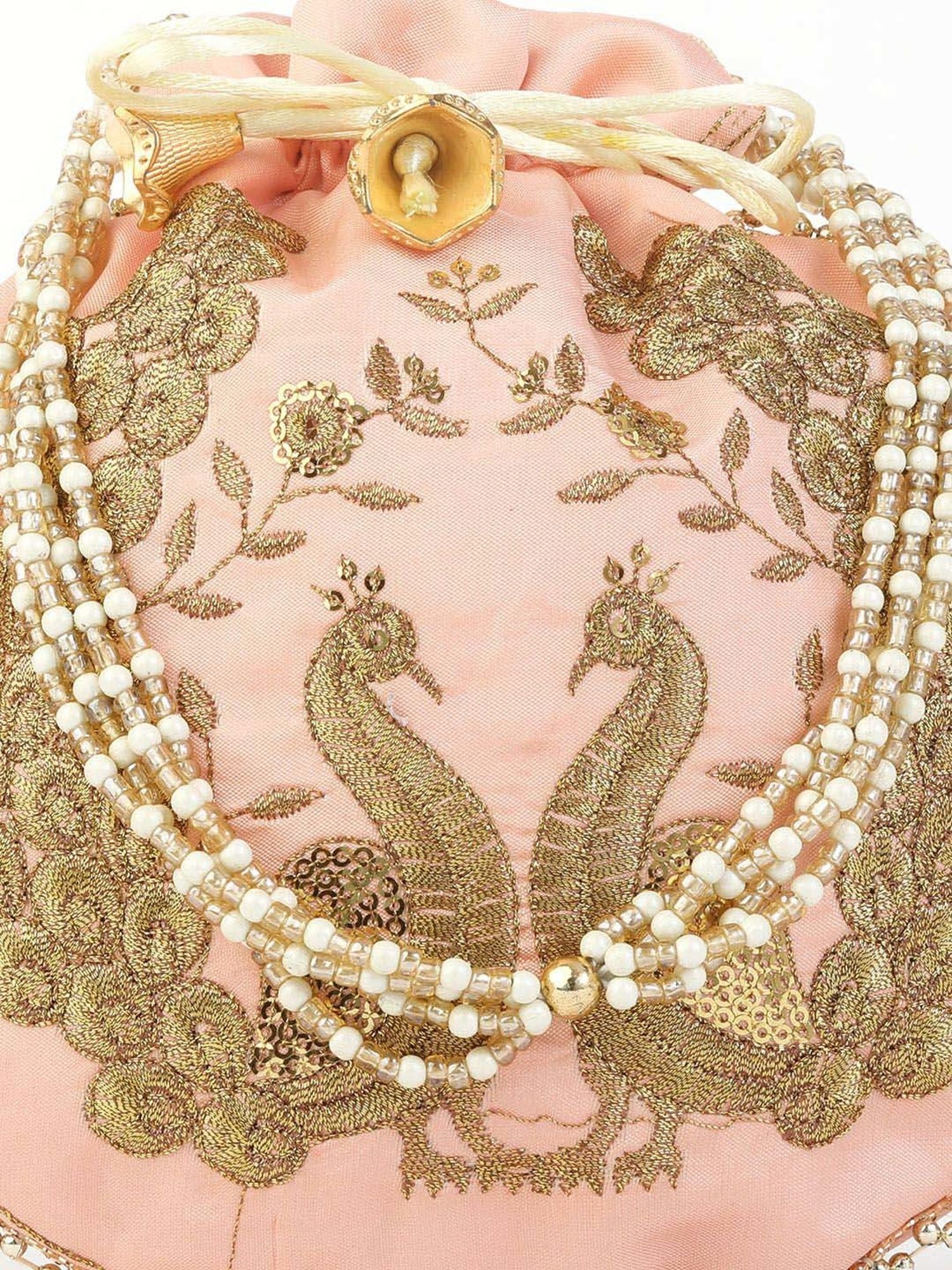 Gaurapakhi Pink Embroidered Potli