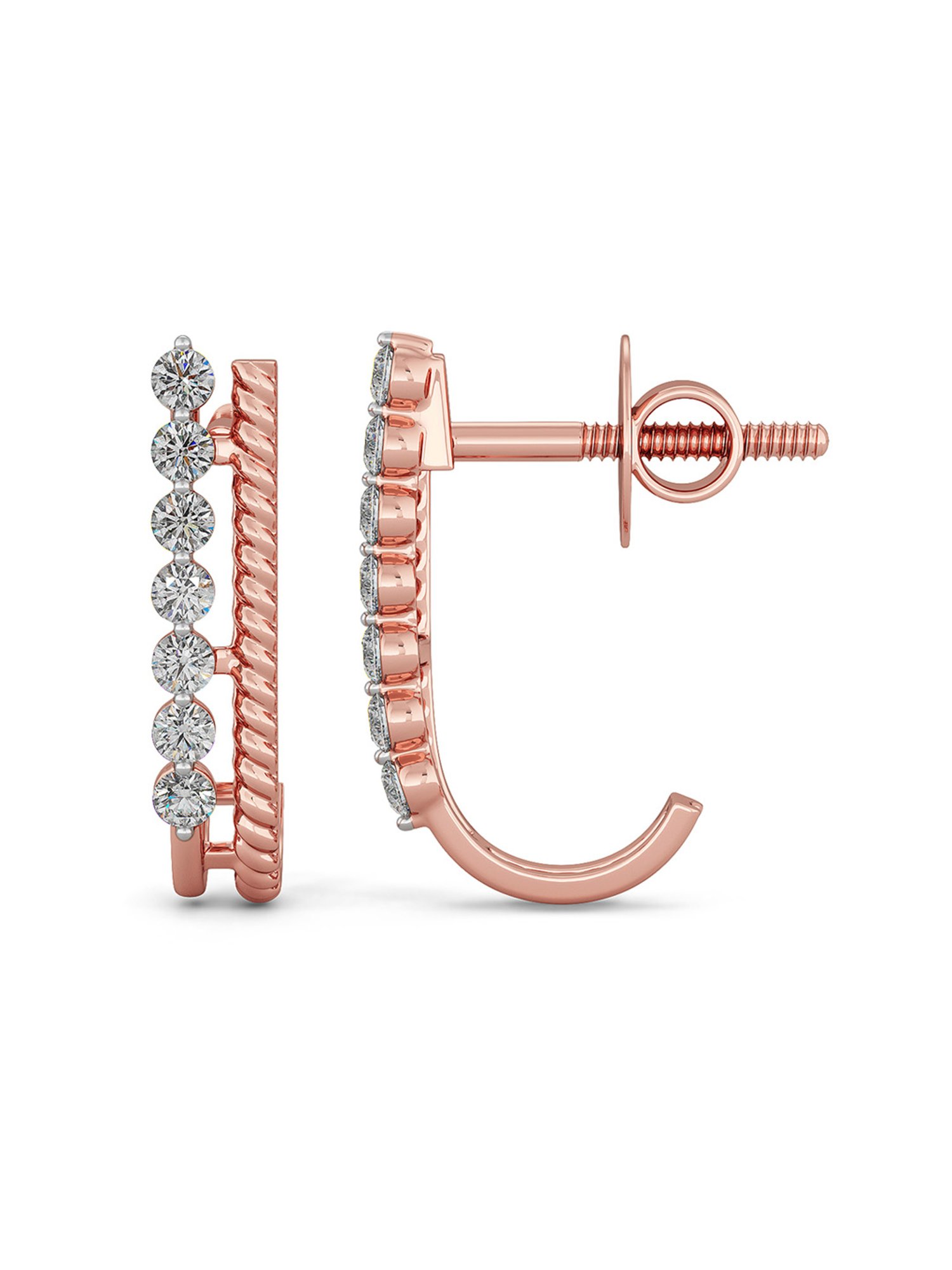 Joyalukkas 18k Rose Gold & Diamond Hoop Earrings