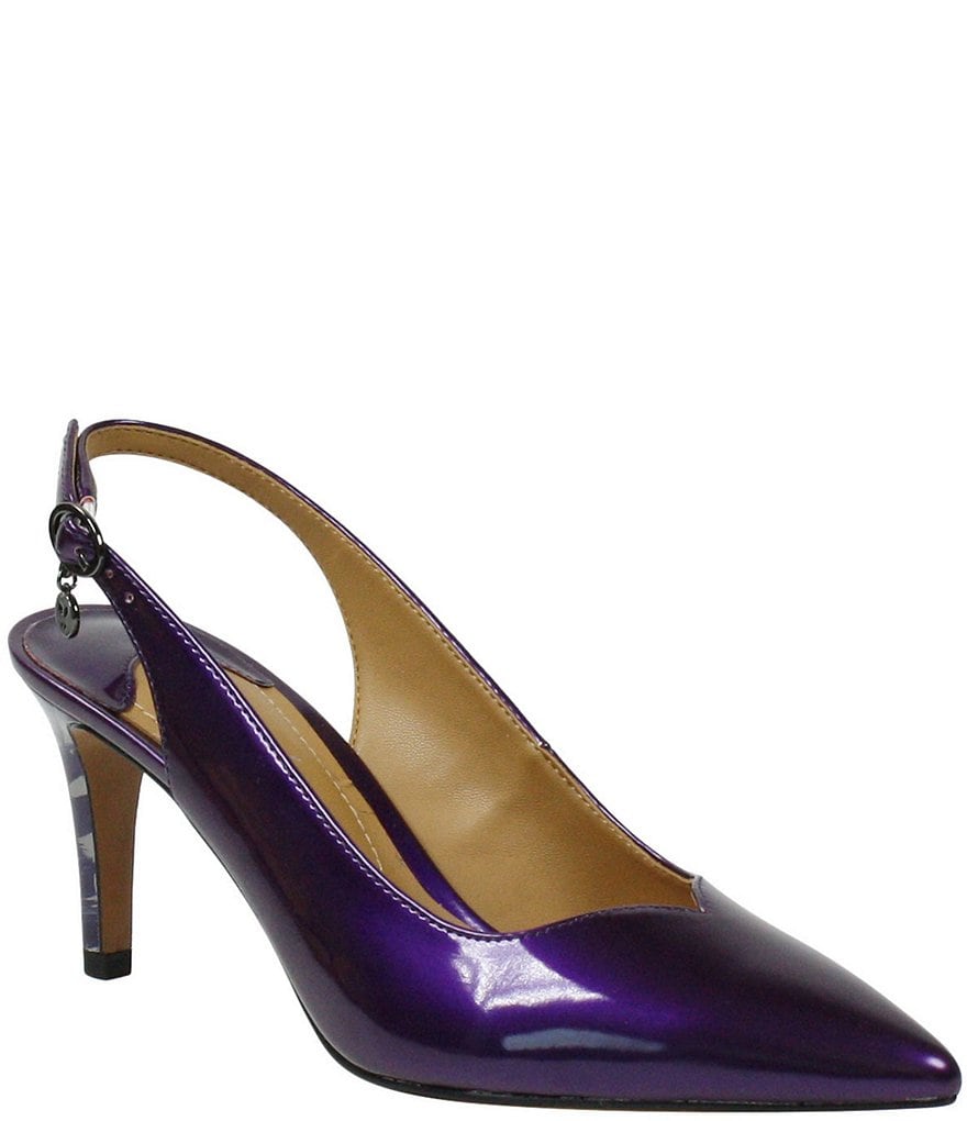 J. Renee Belamie Patent Slingback Pointed Toe Pumps