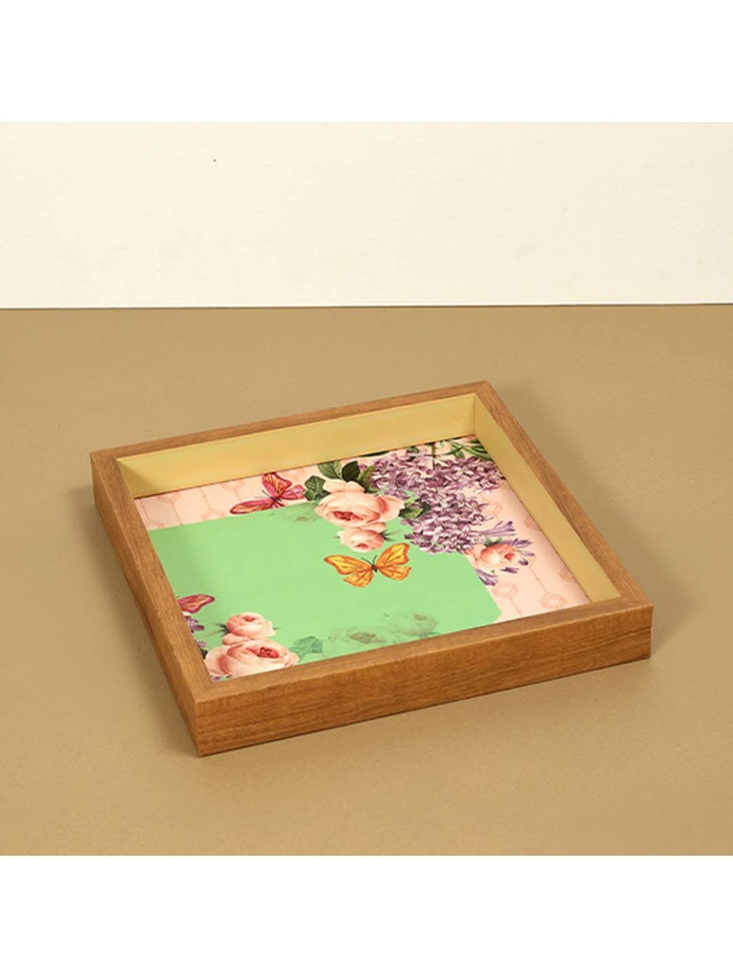 ICRAFT Groovy Mint Series Green & Beige Mdf Tray