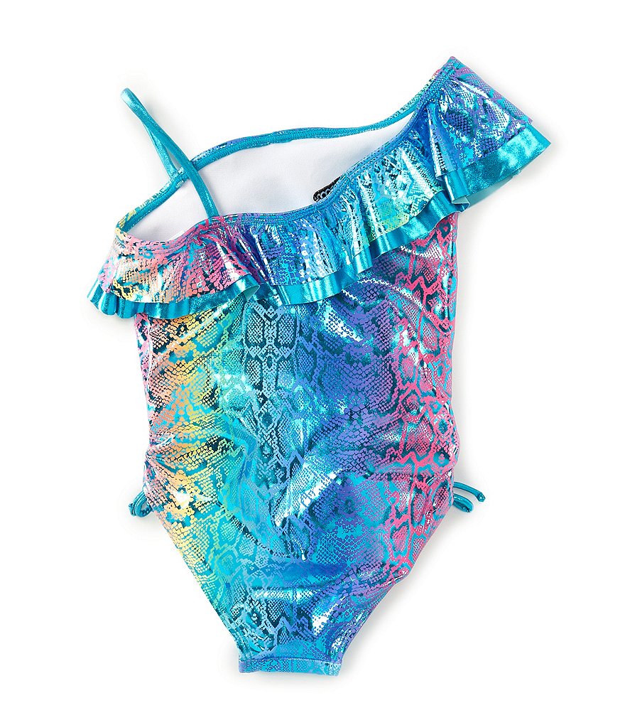 Flapdoodles Little Girls 2T-6X Foil Snake Skin One-Piece Swimsuit