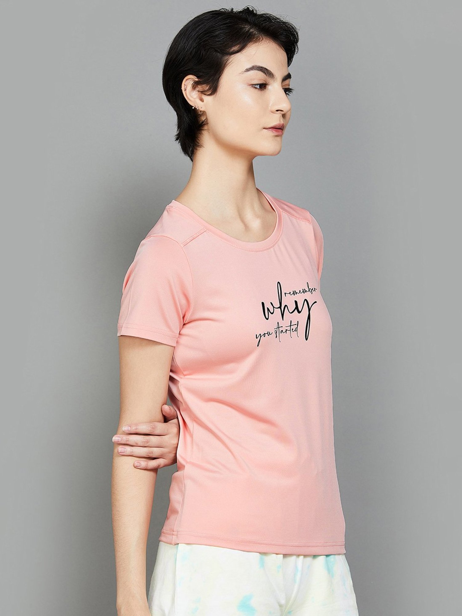 KAPPA Peach Printed Sports T-Shirt