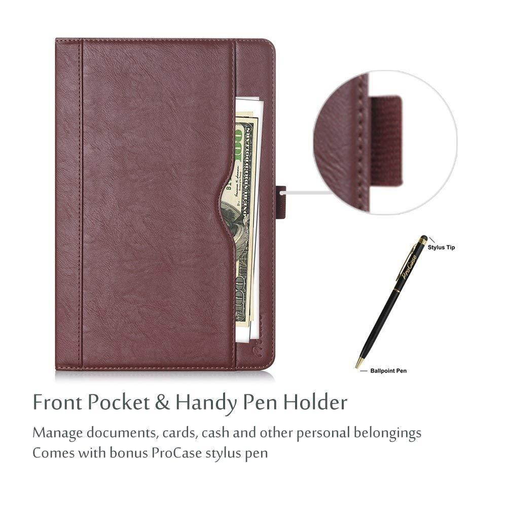 ProCase Samsung Galaxy Tab A 10.1 Case - Stand Folio Case Cover for Galaxy Tab A 10.1" Tablet SM-T580 T585 T587 (NO S Pen Version), with Multiple Viewing Angles, Document Card Pocket - Brown