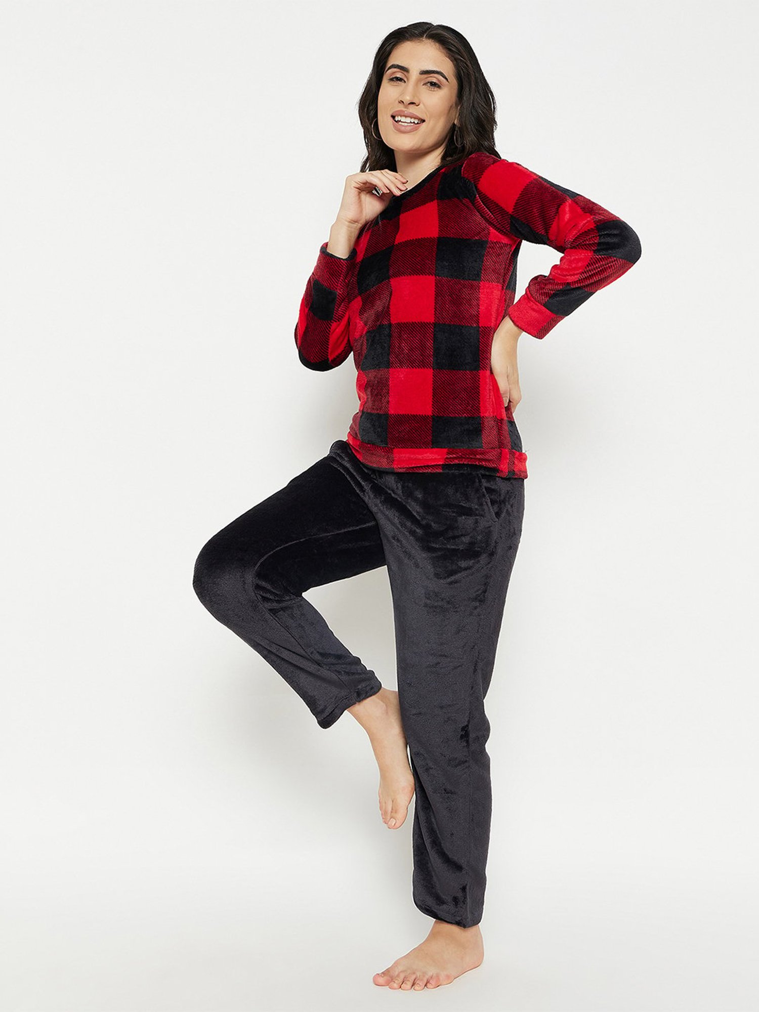 MADAME M Secret Red Checks T-Shirt With Pyjamas