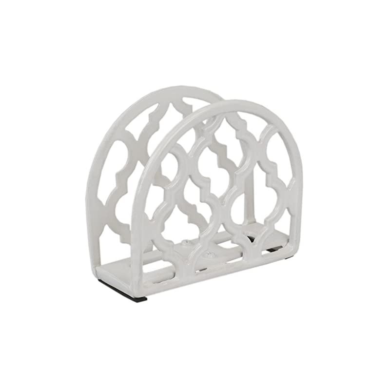 Lattice Collection Cast Iron Napkin Holder (White)