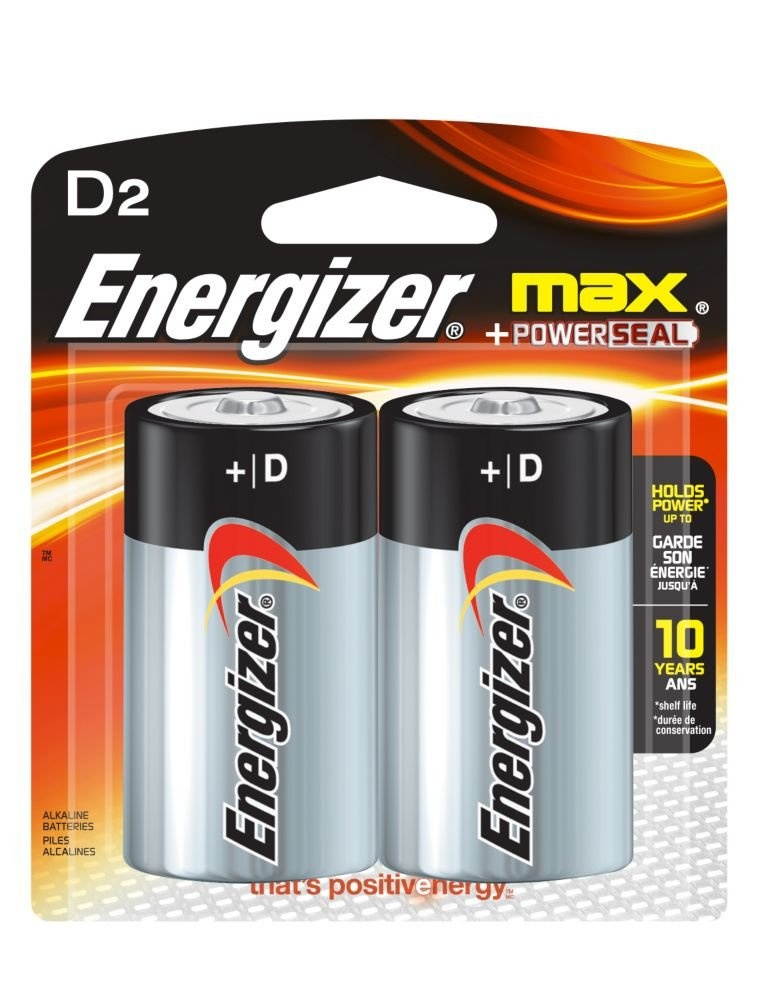 Energizer MAX D Alkaline Batteries, 2-Count