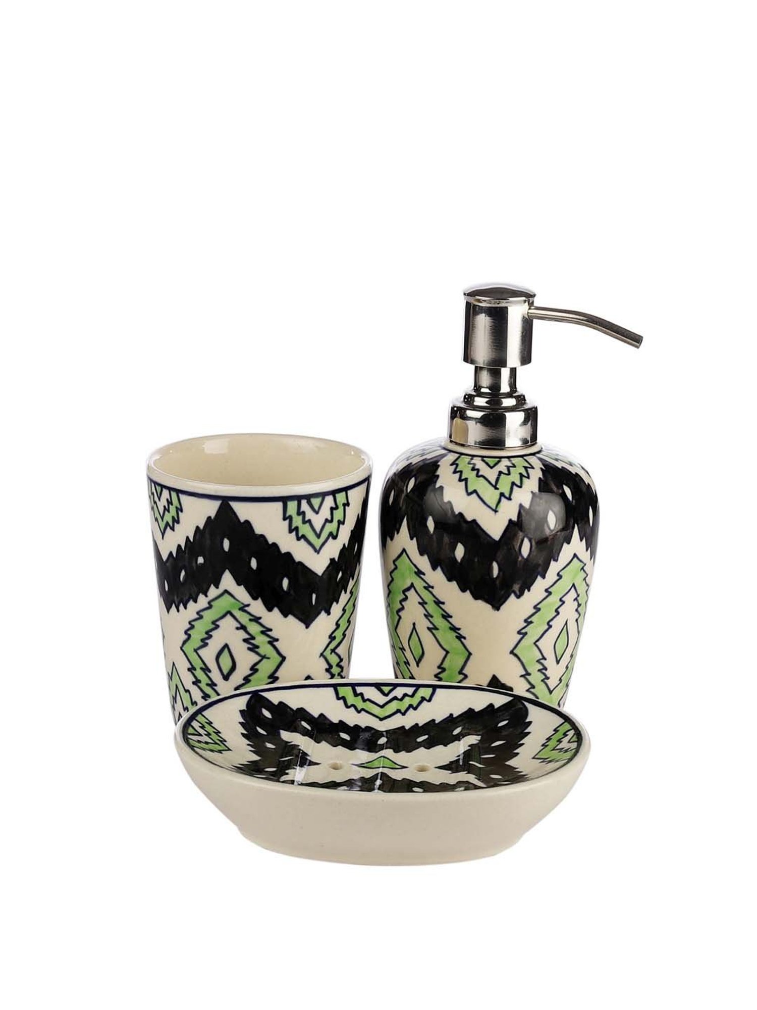 VarEesha Aztec Multicolor Ceramic Bath Accessories - Set of 2