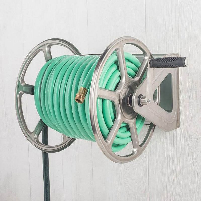 Liberty Garden LBG709S2 Dual Mounted Steel Garden Hose Reel w/ Crank Handle