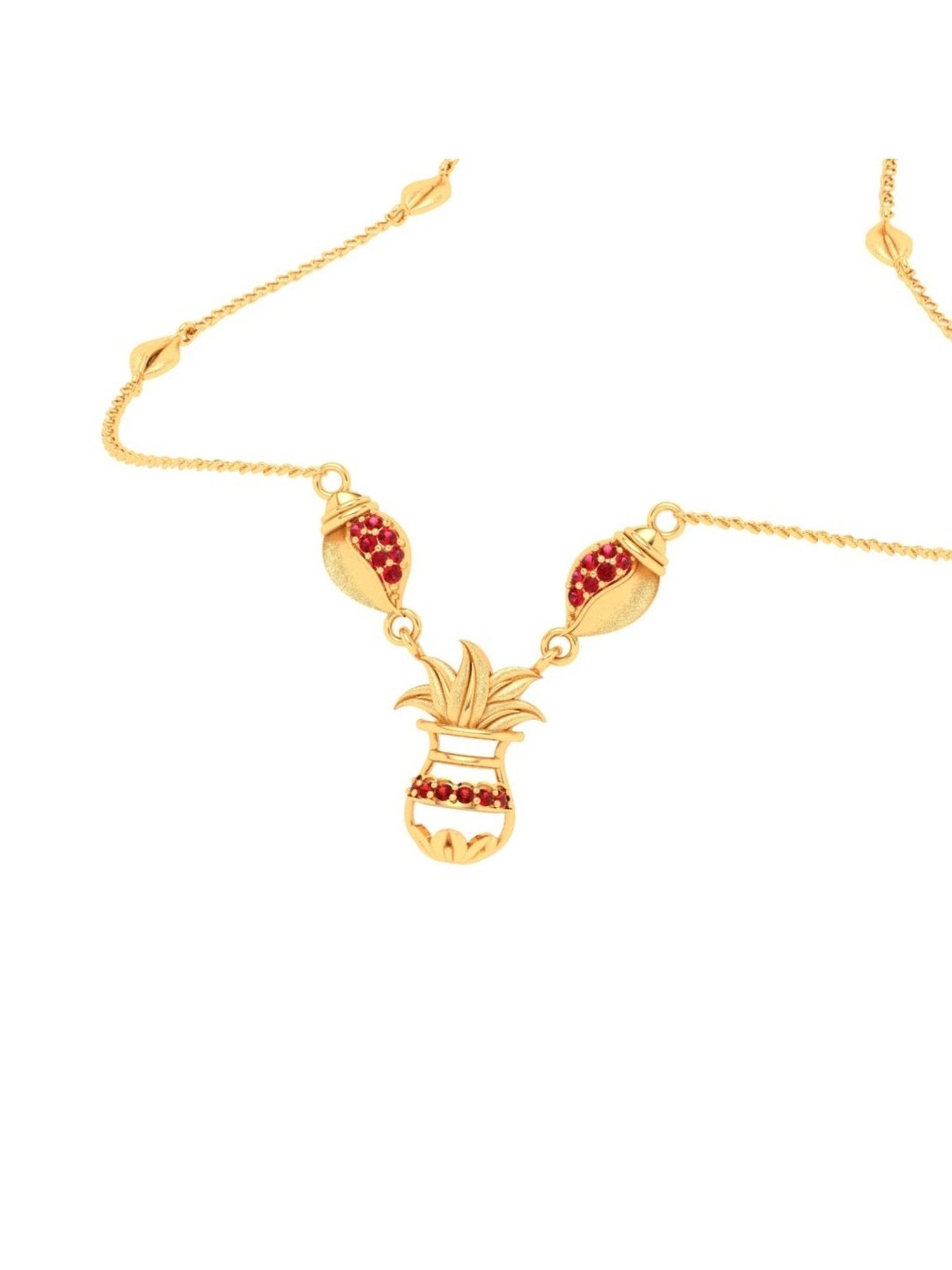 P.C. Chandra Jewellers 14k Yellow Gold Traditional With Red Stone Necklace