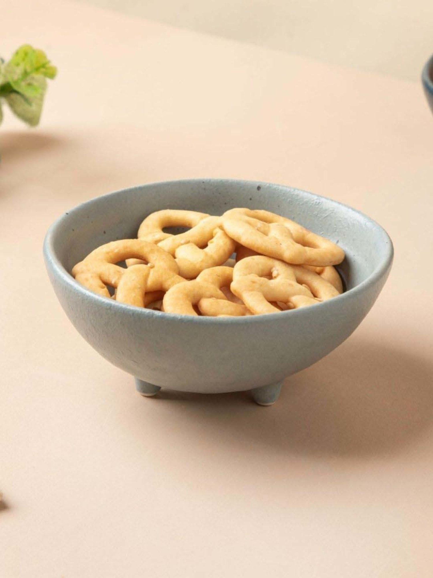 Nestasia Grey Food-Safe Matt Finish Round Ceramic Dessert Bowl with Legs, Microwave-Safe, 100ml