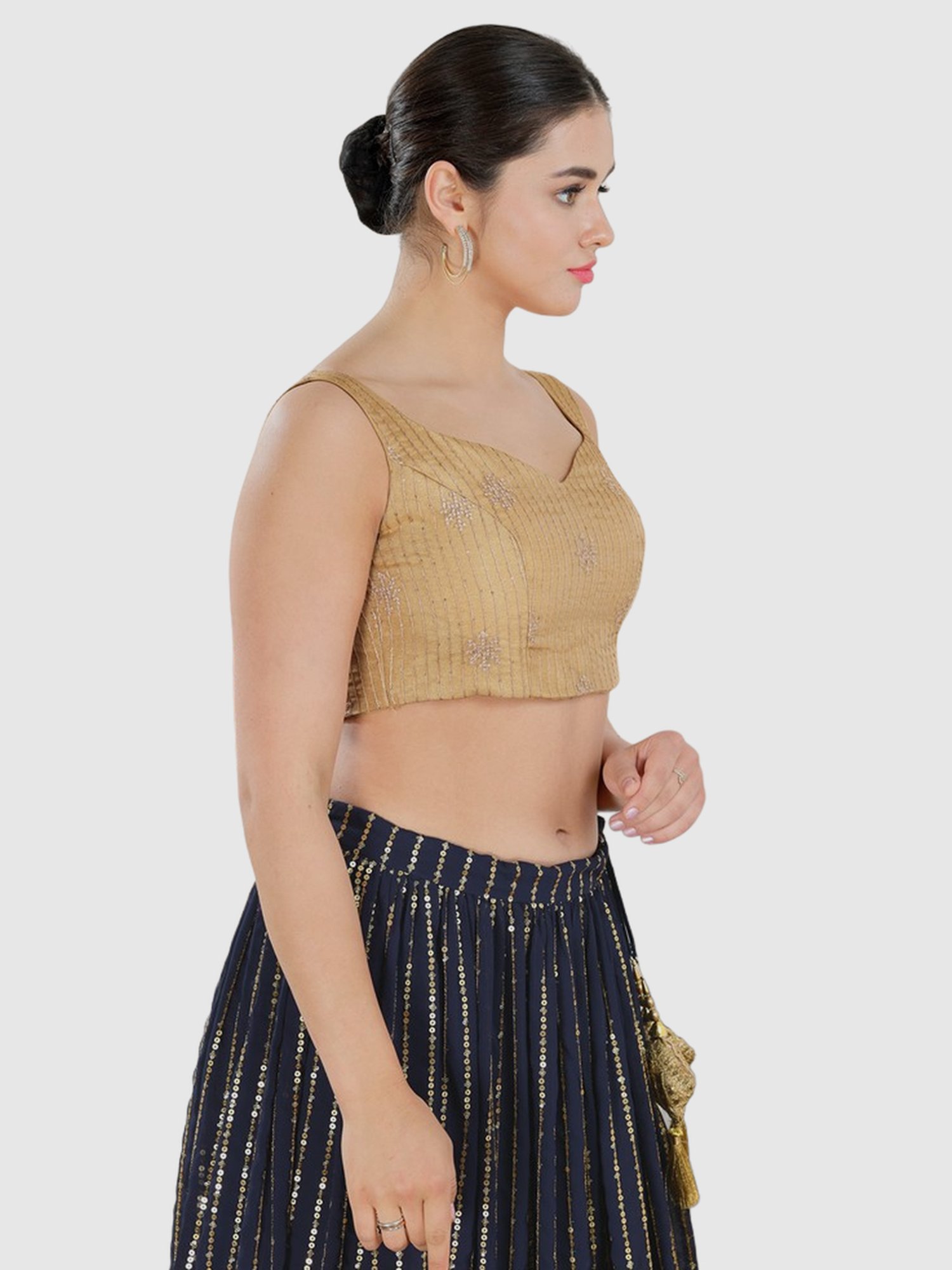 Salwar Studio Beige Embroidered Blouse