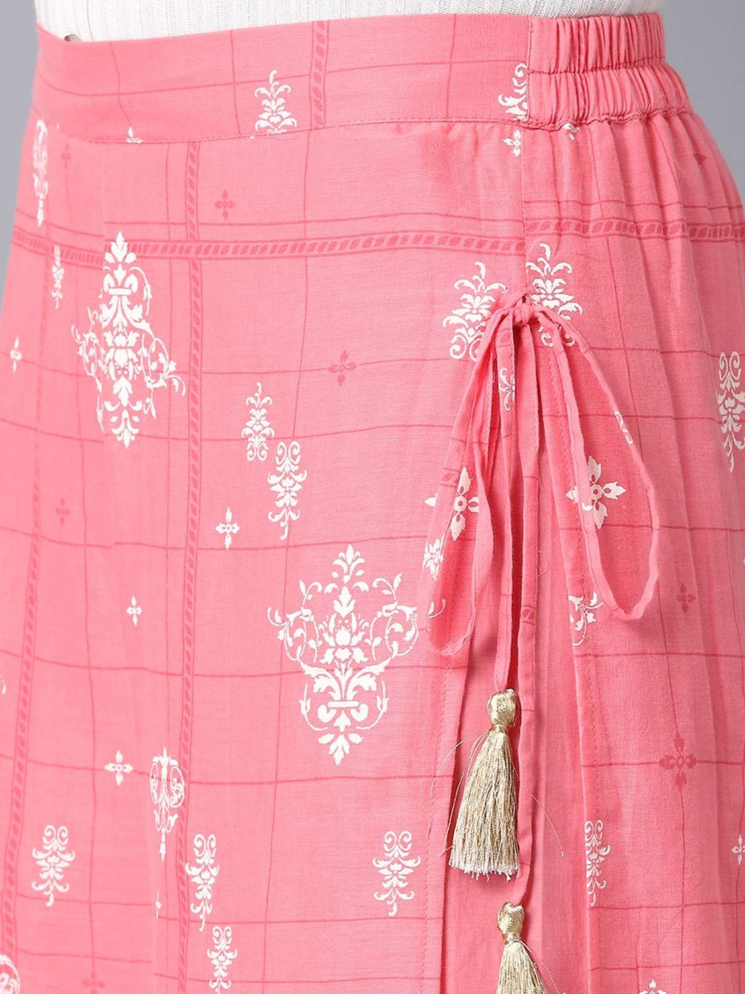 Elleven Pink Cotton Printed Palazzos
