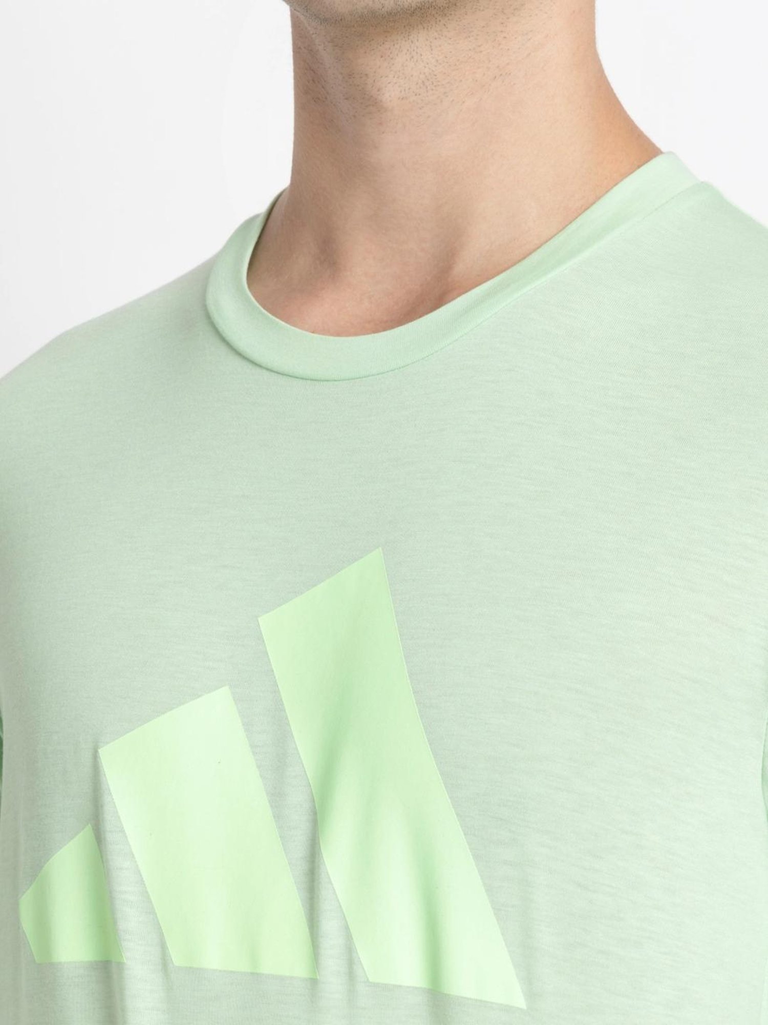 Adidas Green Regular Fit Logo Printed T-Shirt