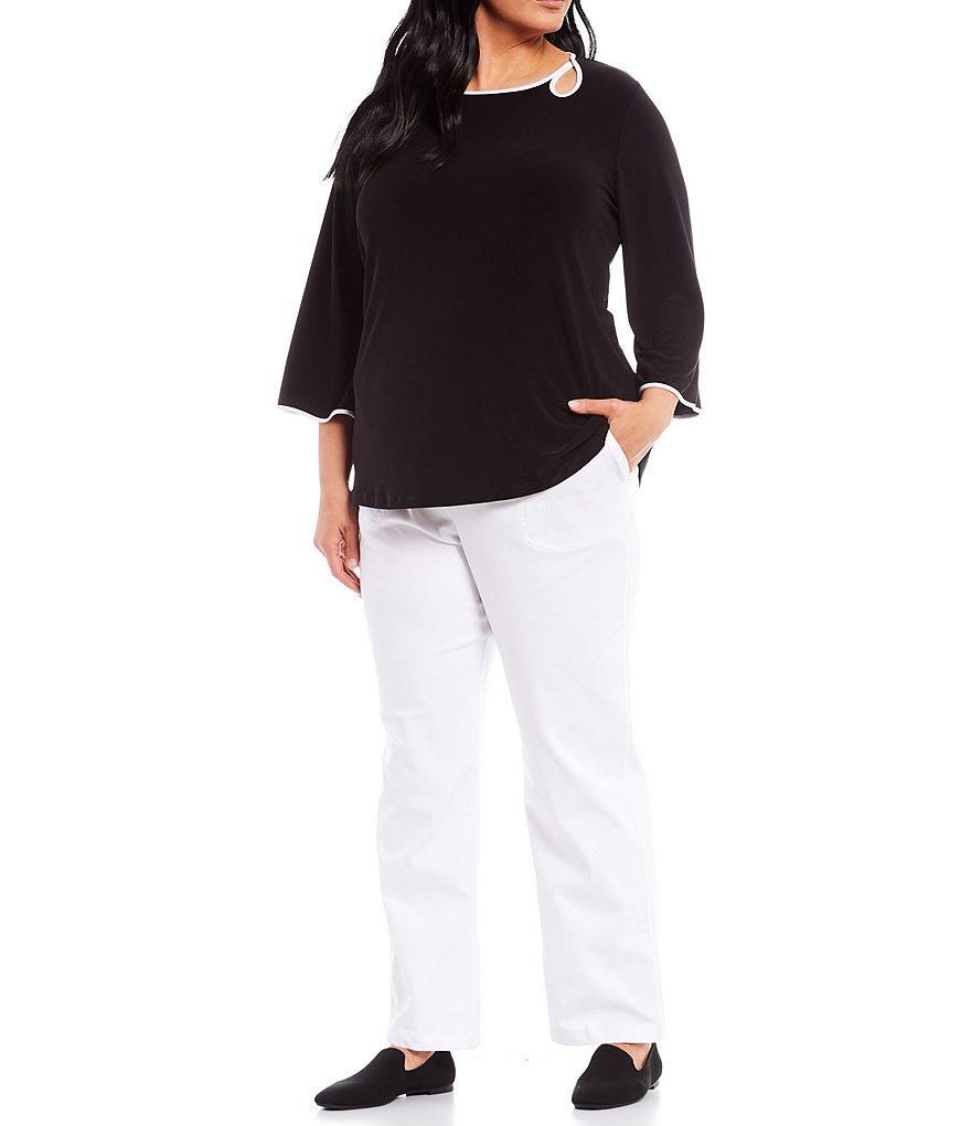 Allison Daley Plus Size Stretch Twill Straight Leg Pull-On Pants