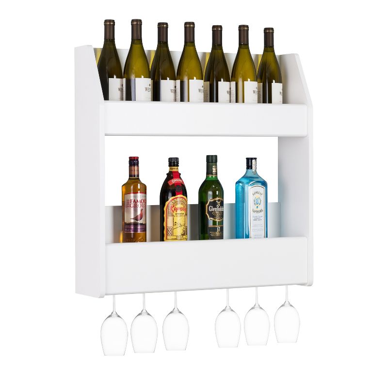 2 Tier Floating Wine and Liquor Rack White - Prepac