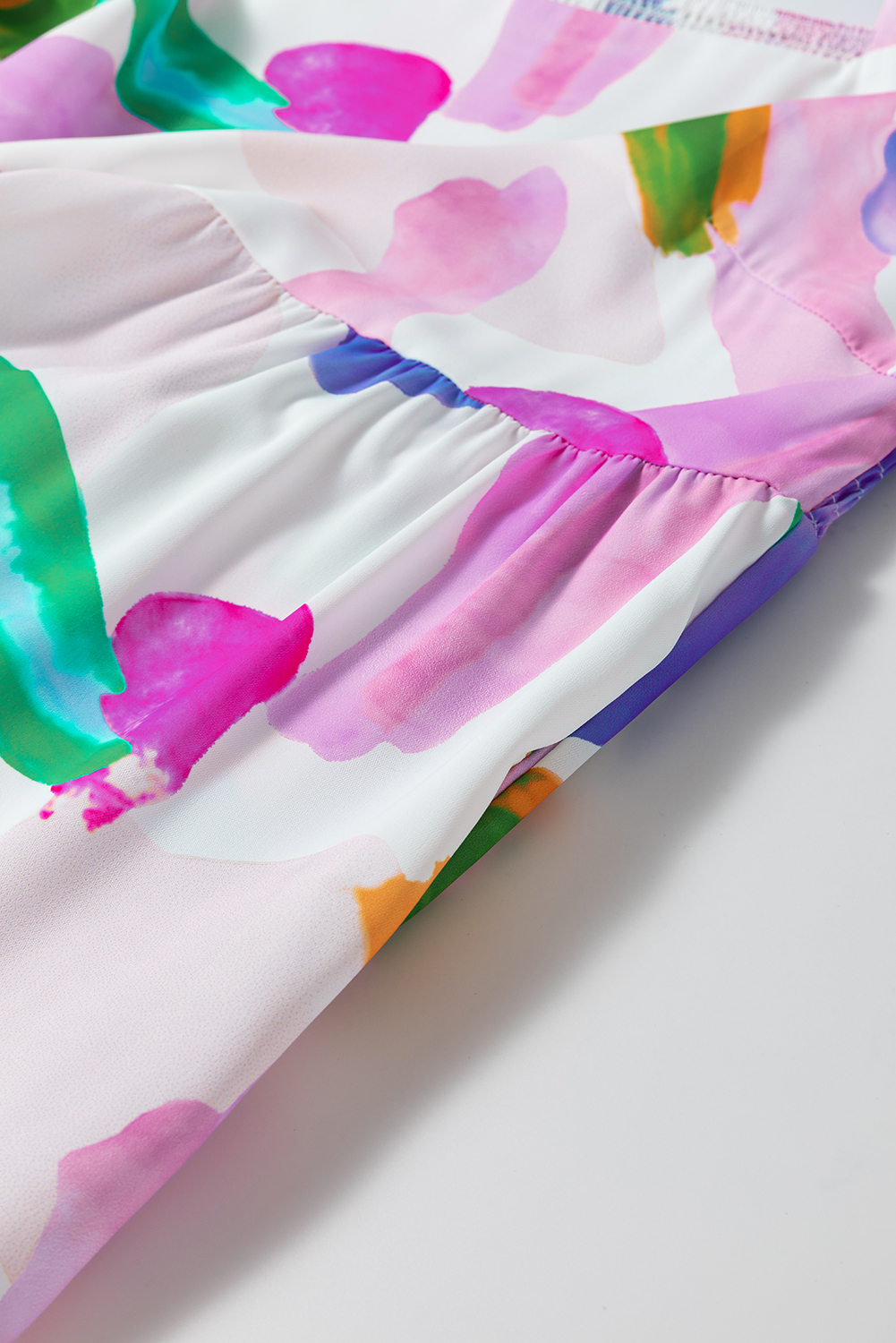 Multicolor Boho Floral Collared Long Sleeve Dress