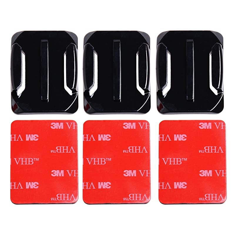 Mounts for GoPro Cameras 3X Curved 3X Flat Mounts Bundle w 3M Sticky Pads Tape Mount to Your HelmetBikeBoardCar Fits All Go Pro Models Premium Camera Accessories