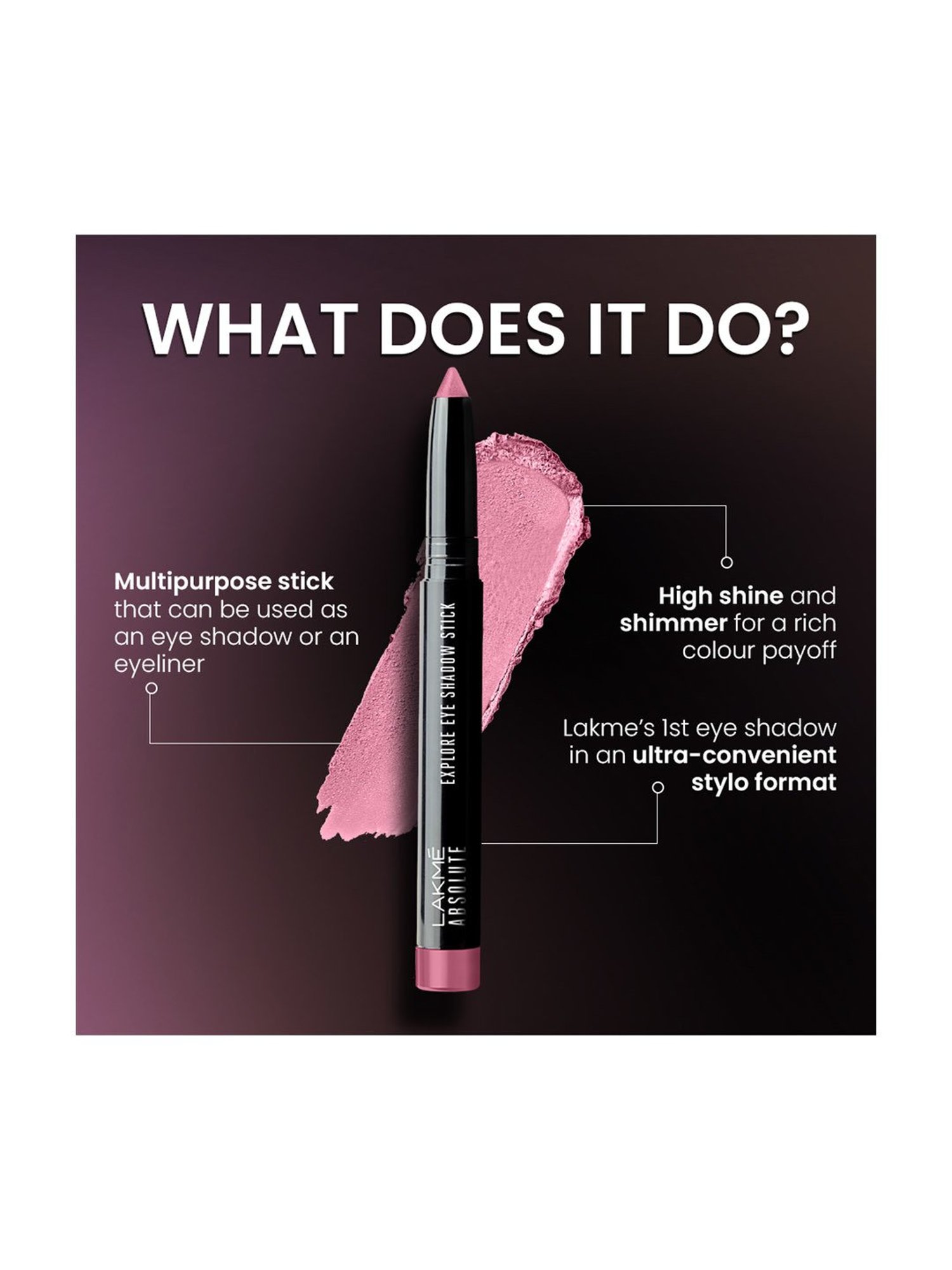 Lakme Absolute Explore Eye Shadow Stick Subtle Pink - 1.4 gm