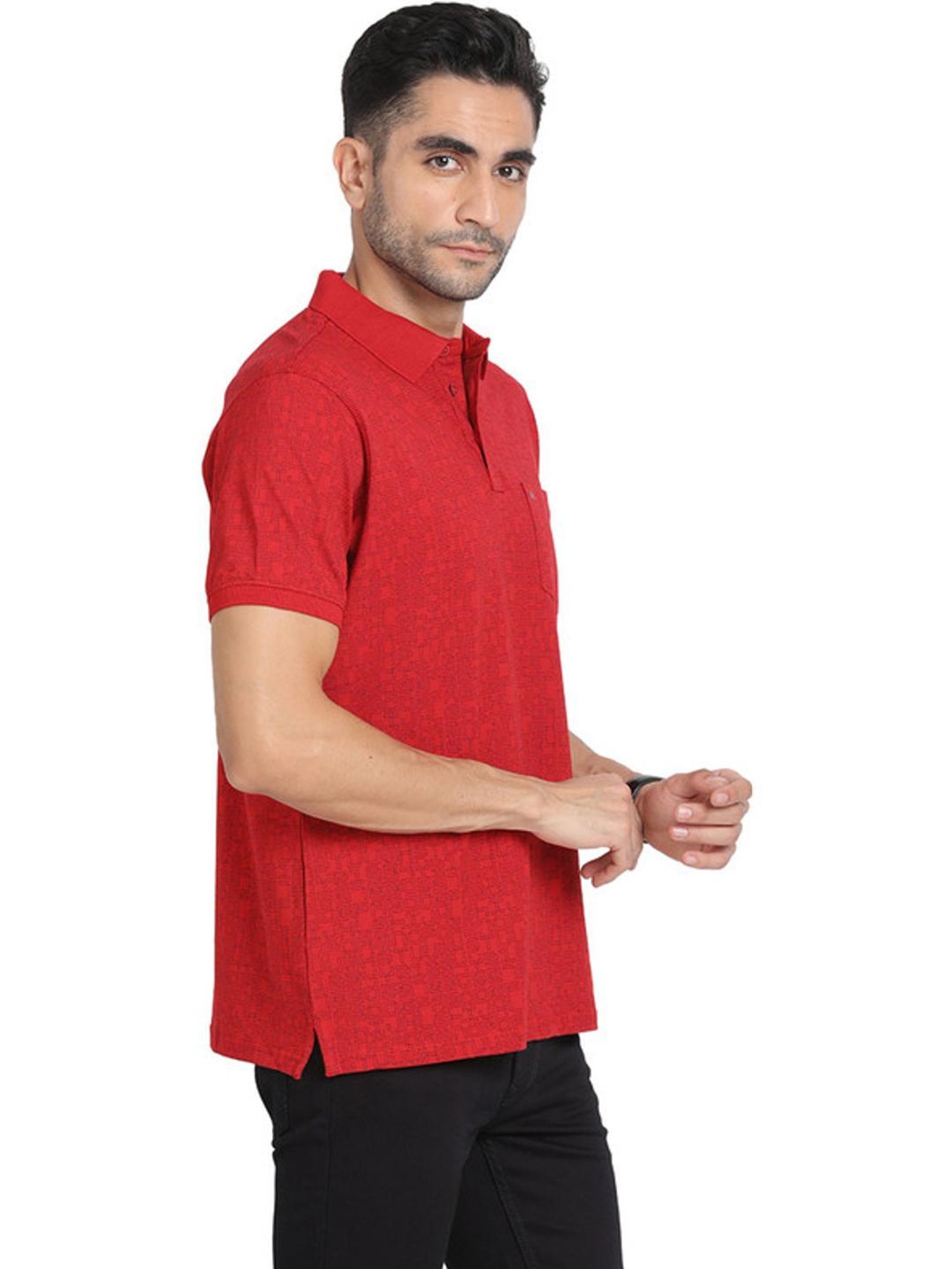 Turtle Red Slim Fit Printed Polo T-Shirts