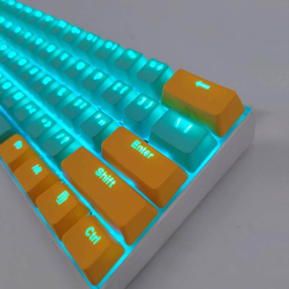 CUUWE 61 PBT Keycaps for 60 Percent Keyboard, Backlit Keycap Set for Mechanical Gaming Keyboard OEM Profile Keycaps with Key Puller for Cherry MX Switches GH60/RK61/GK61/Annie pro 2