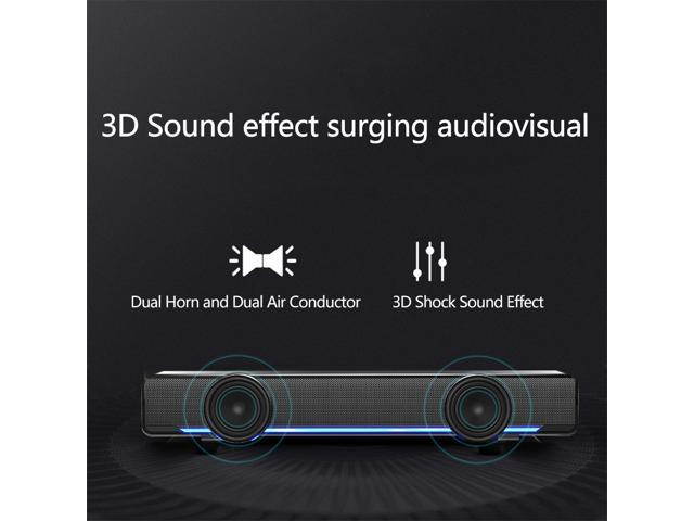 Sound Box Mini Plastic Stereo 3W Computer Speaker Music Subwoofer USB Powered Black