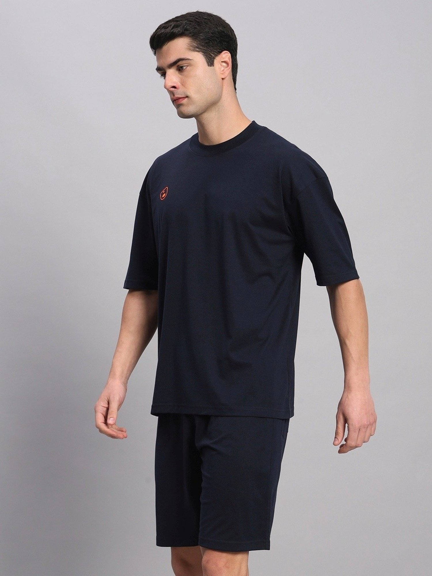 Griffel Navy Blue Cotton Loose Fit Co-Ord Set