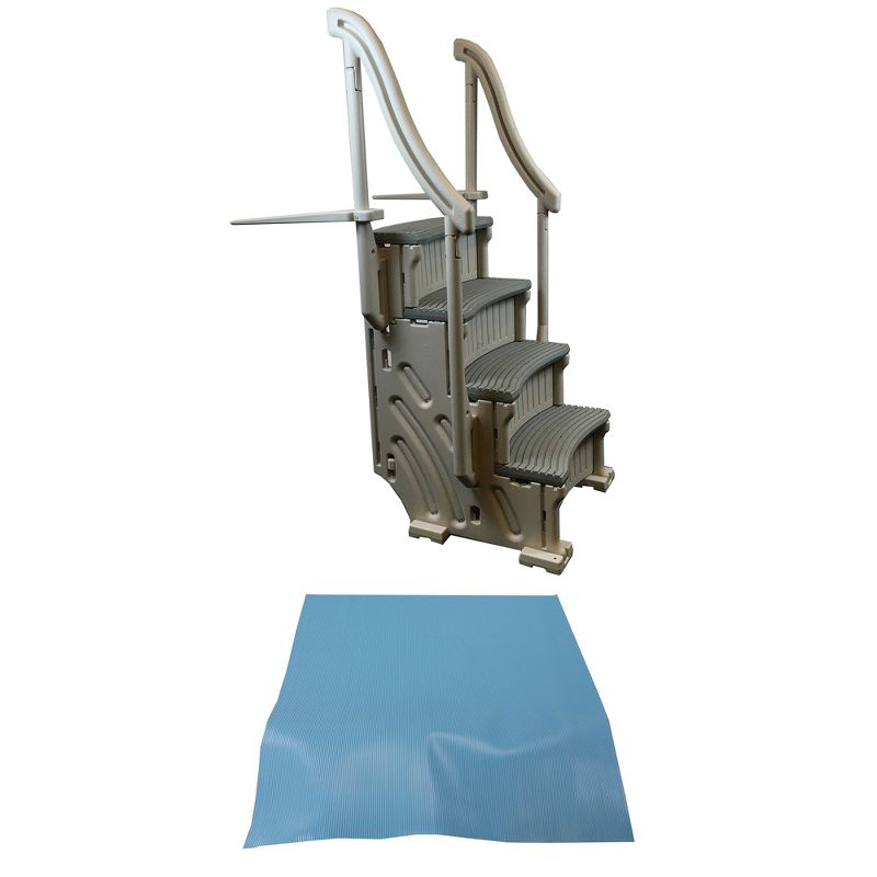 Confer CCXAG Grey 4-Step Above Ground Swimming Pool Grand Entry Steps + Mat Pad