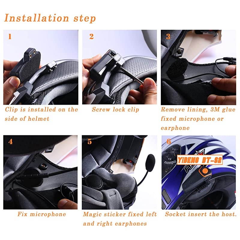 Bluetooth for Motorcycle Helmet Headset Wireless Intercom Interphone BTS2 WalkieTalkie Supports FM Radio GPS Voice Command Music HandsFree up to 3 Riders Communication in 1000mSingle