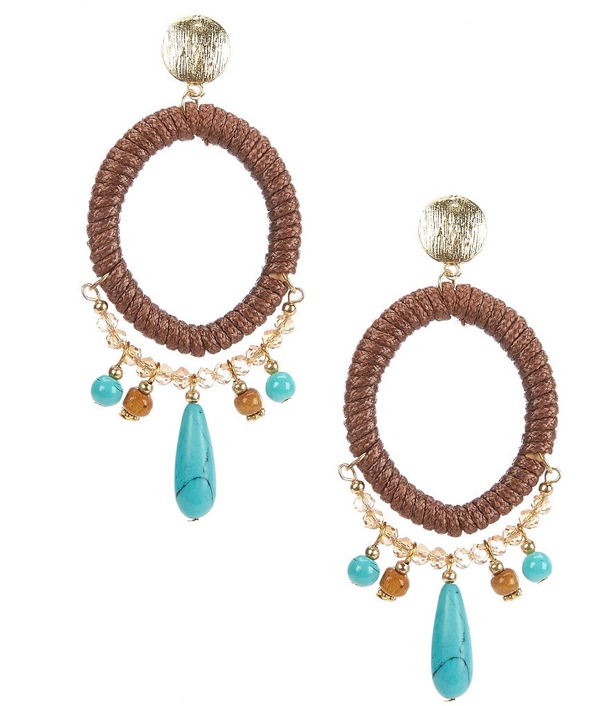 Natasha Accessories Wood Beaded Drop Earrings