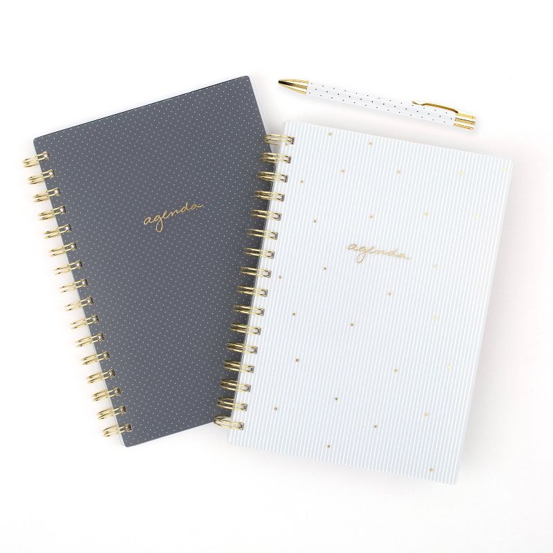 2021-22 Academic Planner 8.5"x5.5" Frosted Plastic Wirebound Weekly/Monthly Black with White Dot - Sugar Paper™