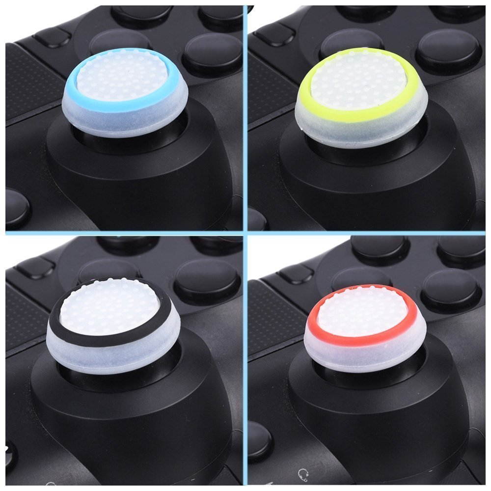 XFUNY 8 Pairs/16 PCS Replacement Silicone Analog Controller Joystick Luminous Thumb Stick Grips Caps Cover for PS4 PS3 PS2 Xbox One/360 Game Controller