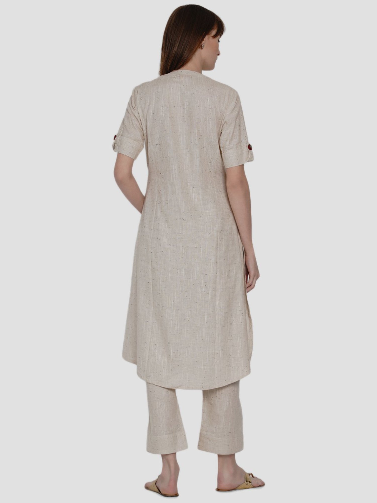 Women Republic Beige Cotton Kurta Pant Set