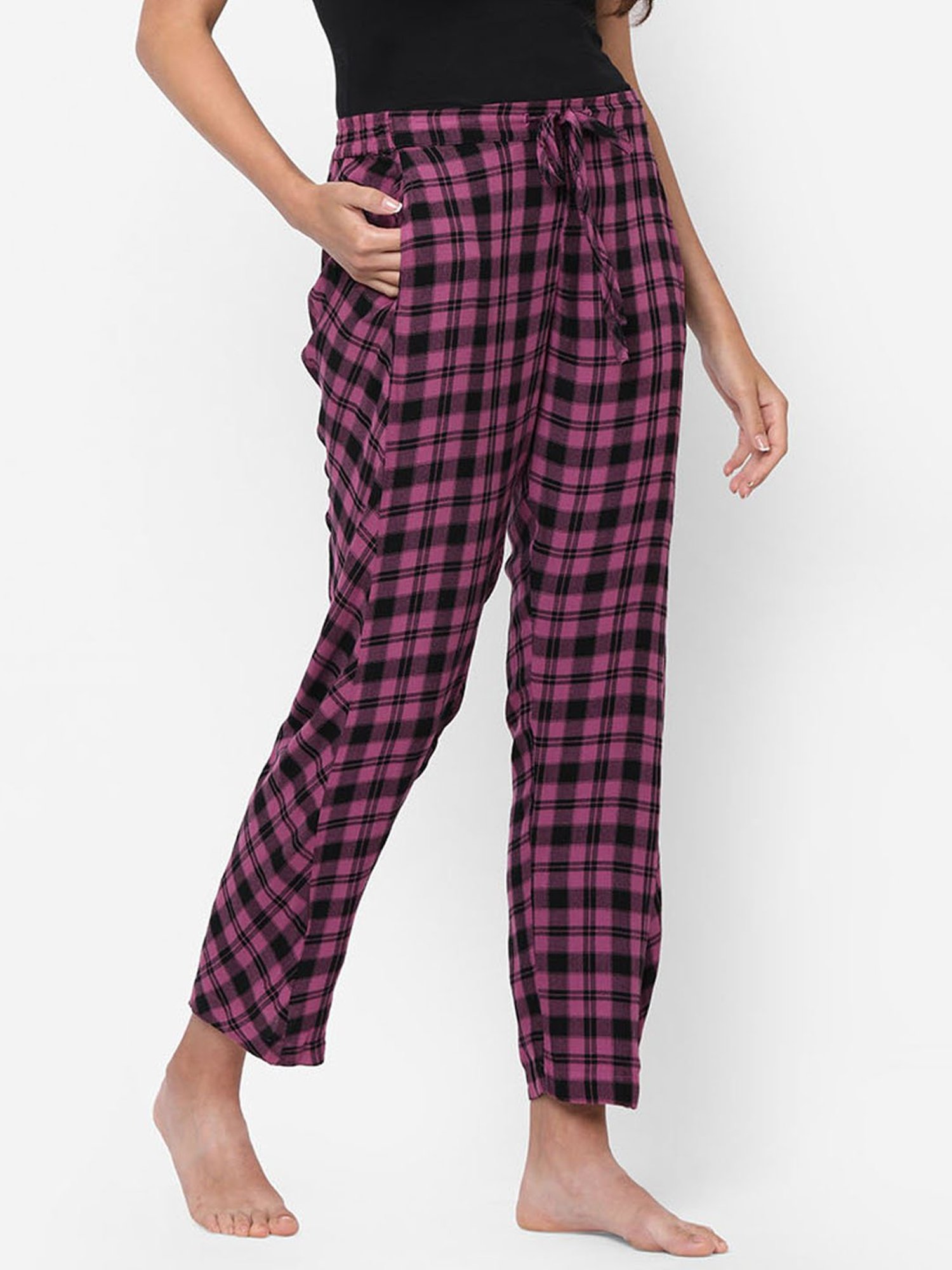 Mystere Paris Pink & Black Checks Pyjamas
